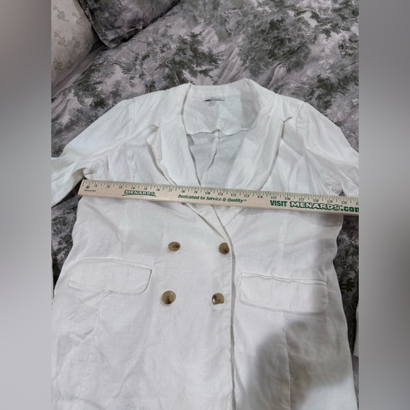 Evereve White linen blend Blazer Oversized Double-Breasted Sz m - Picture 11 of 13